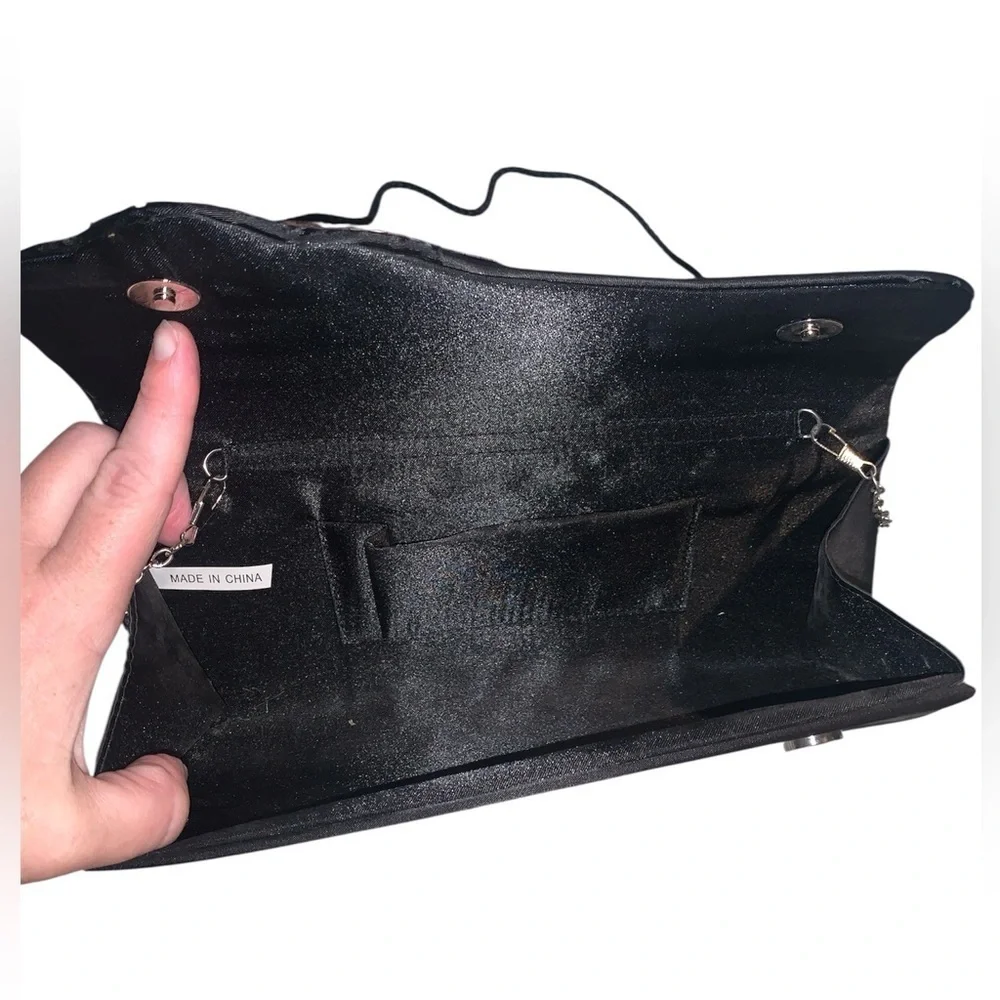 Chic Black Beaded Clutch